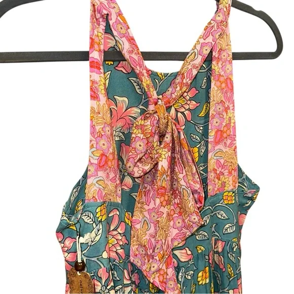 NATURAL LIFE Teal Maxi Dress with Pink & Yellow Floral Print - Picture 6 of 9